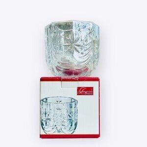 Mikasa Christmas Night Crystal Votive Candle Holder Tree Pattern Japan 3.5" NIB